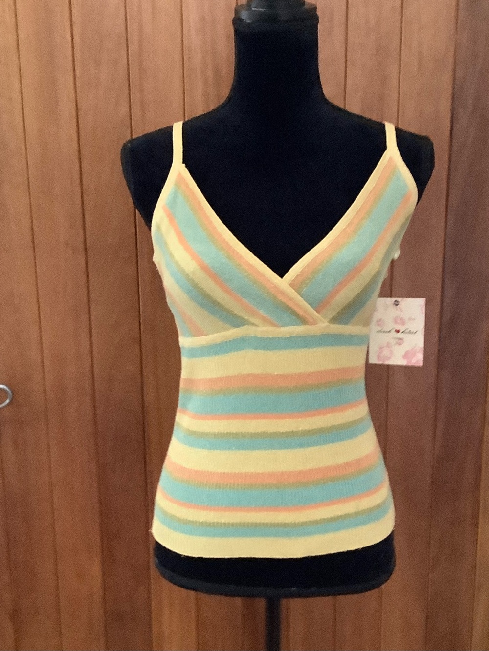 Derek Heart Pastel Striped Knit Cami Tank with Shimmer - Yellow, Mint, Peach